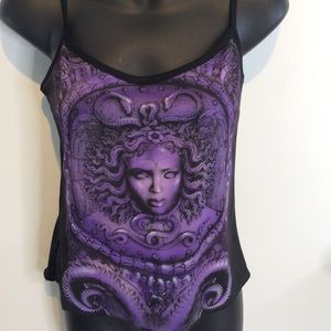 Designer Print Halter Top Spaghetti Straps Purple